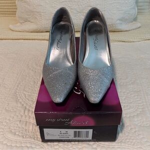 Easy Street Glittery Silver Heels